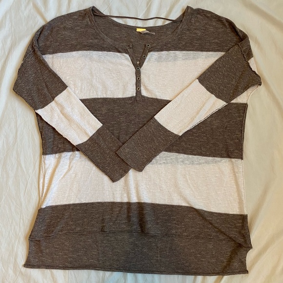 Free People Tops - Free People Beach Long Sleeve Stripped Shirt
